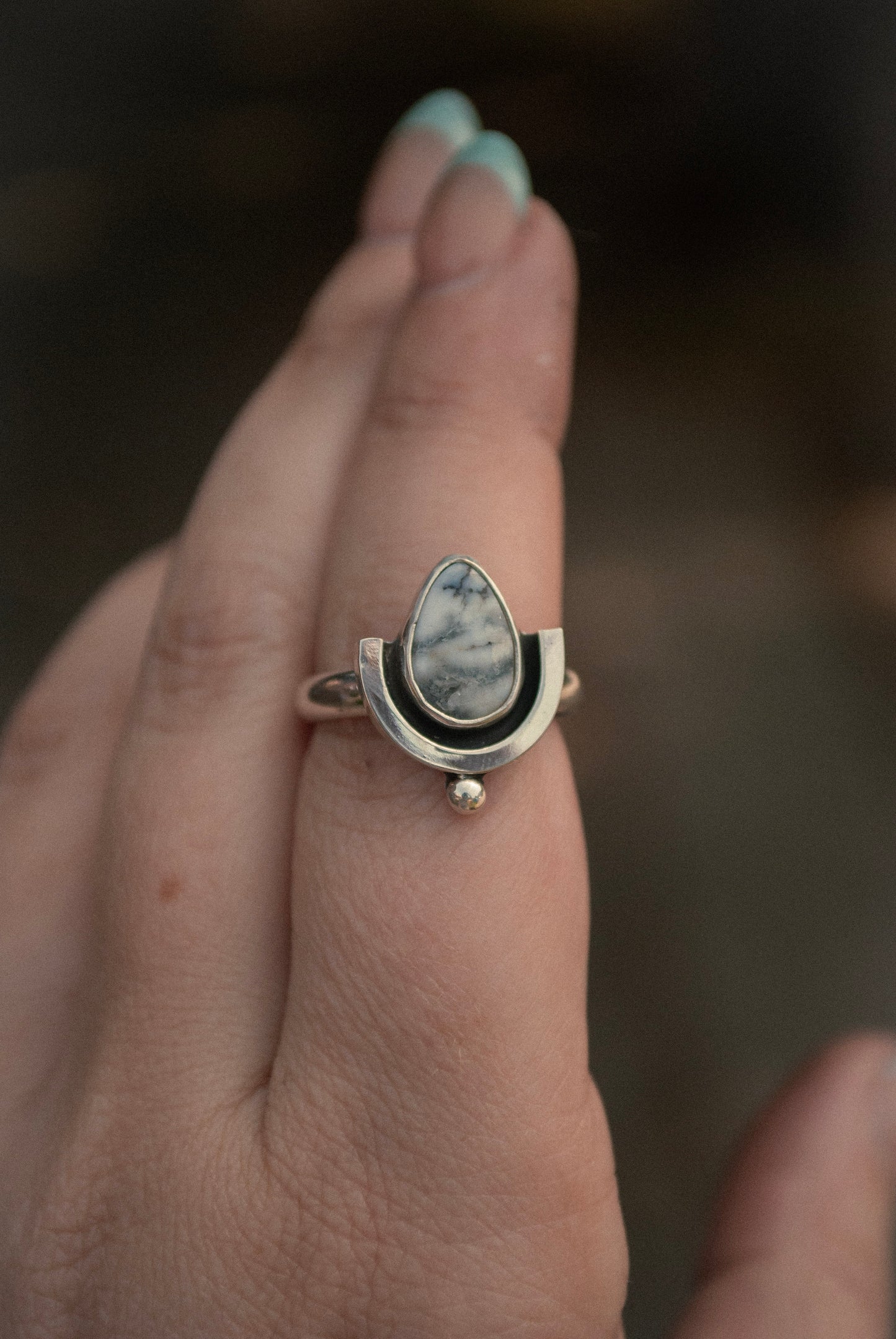 Deco Ring - White Buffalo Size 6.5