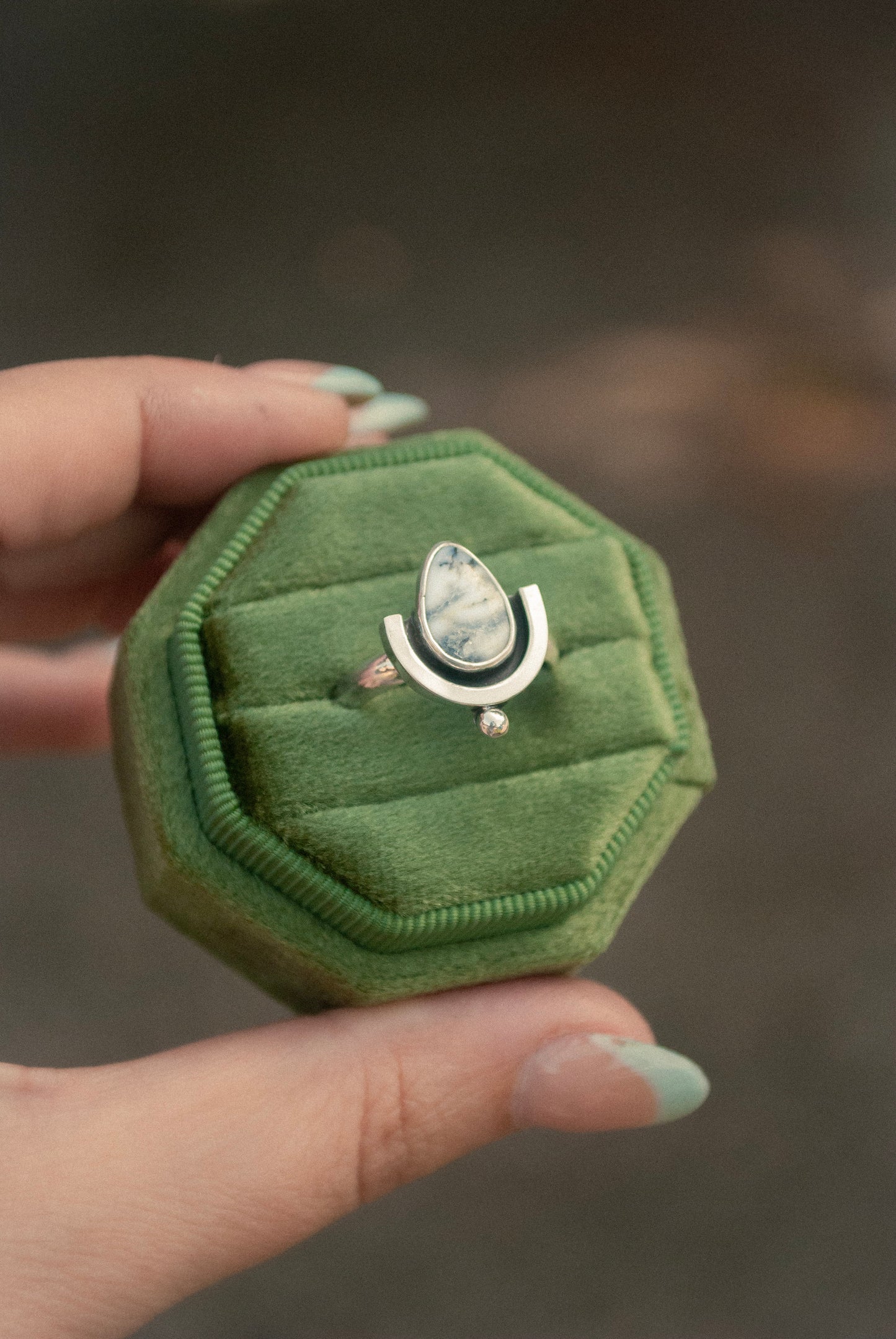 Deco Ring - White Buffalo Size 6.5