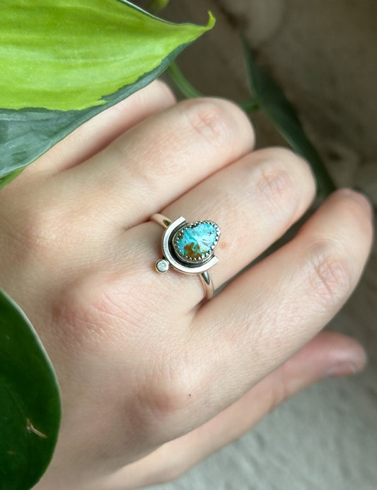 Royston Turquoise Deco Ring - Size 8.5