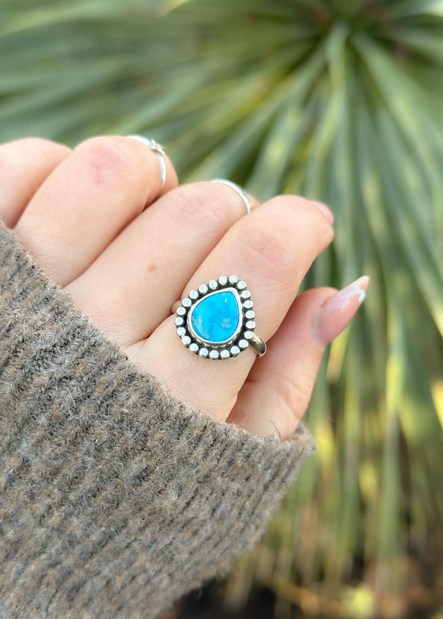 Blue Bird Turquoise Deco Ring - Size 7.5
