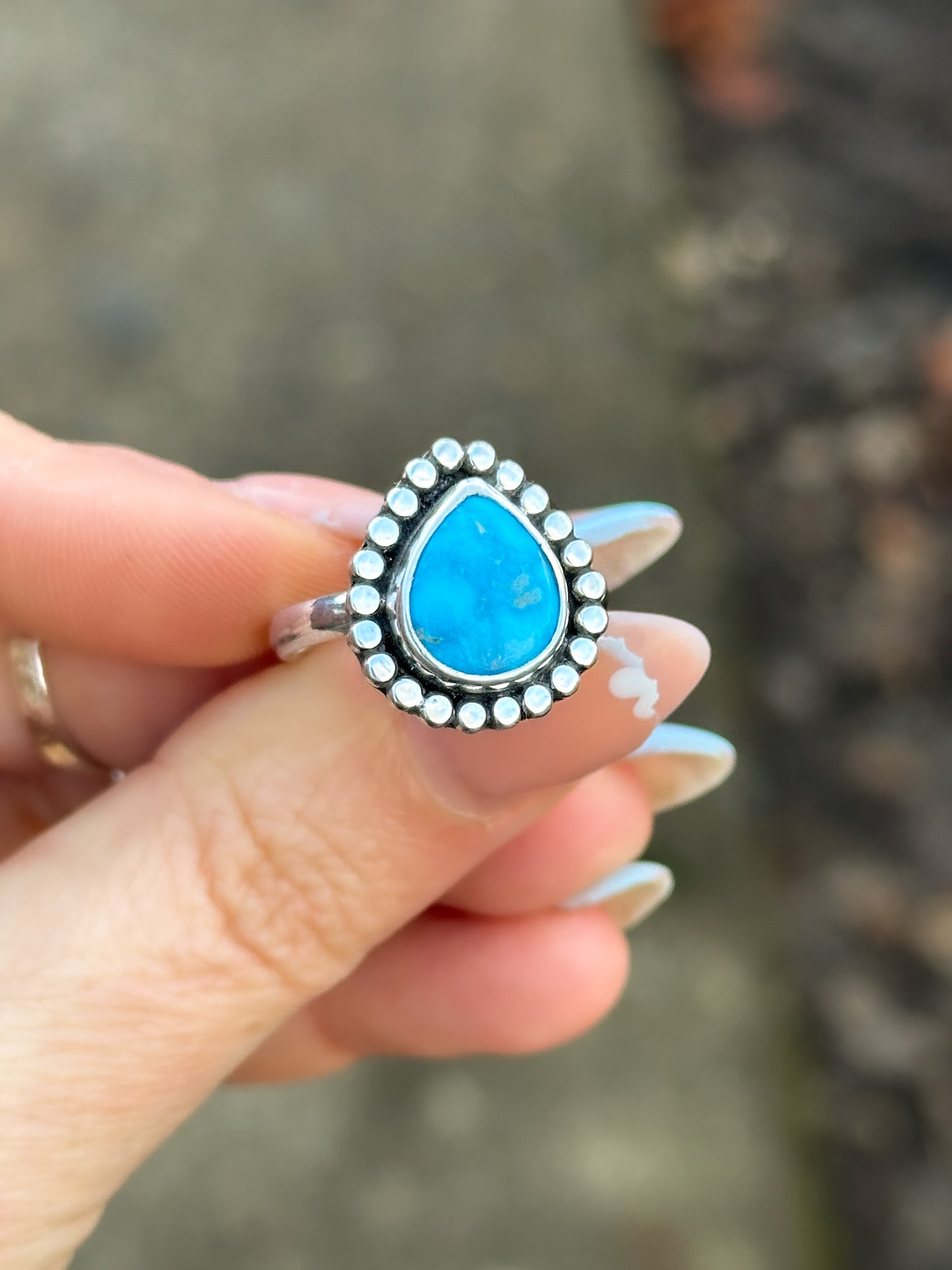 Blue Bird Turquoise Deco Ring - Size 7.5