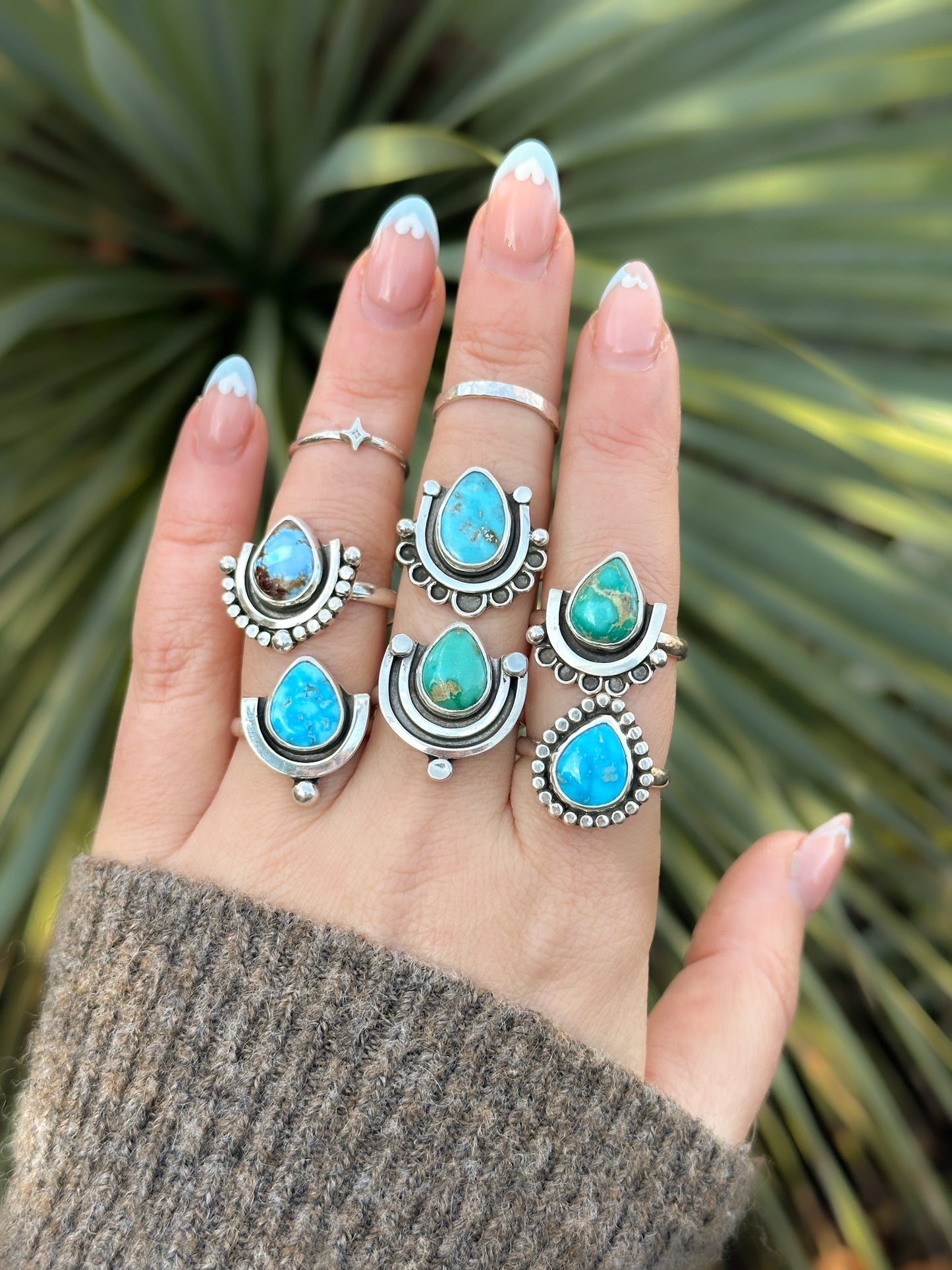 Blue Bird Turquoise Deco Ring - Size 7.5