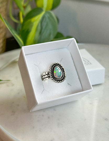 Thick Opal & Rope Ring - Size 7