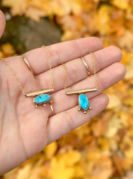 Turquoise & Gold Bar Necklaces