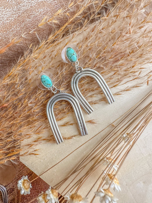 Large Turquoise Arch Studs