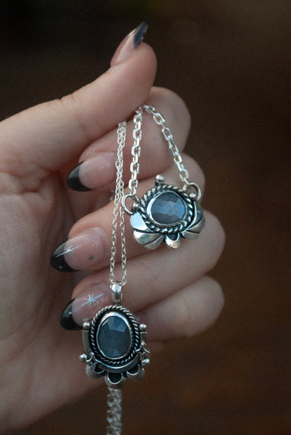 Gray Moonstone Plume Necklace