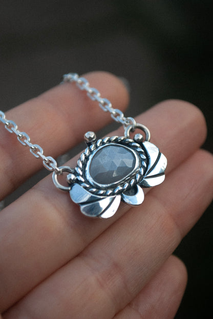 Gray Moonstone Plume Necklace