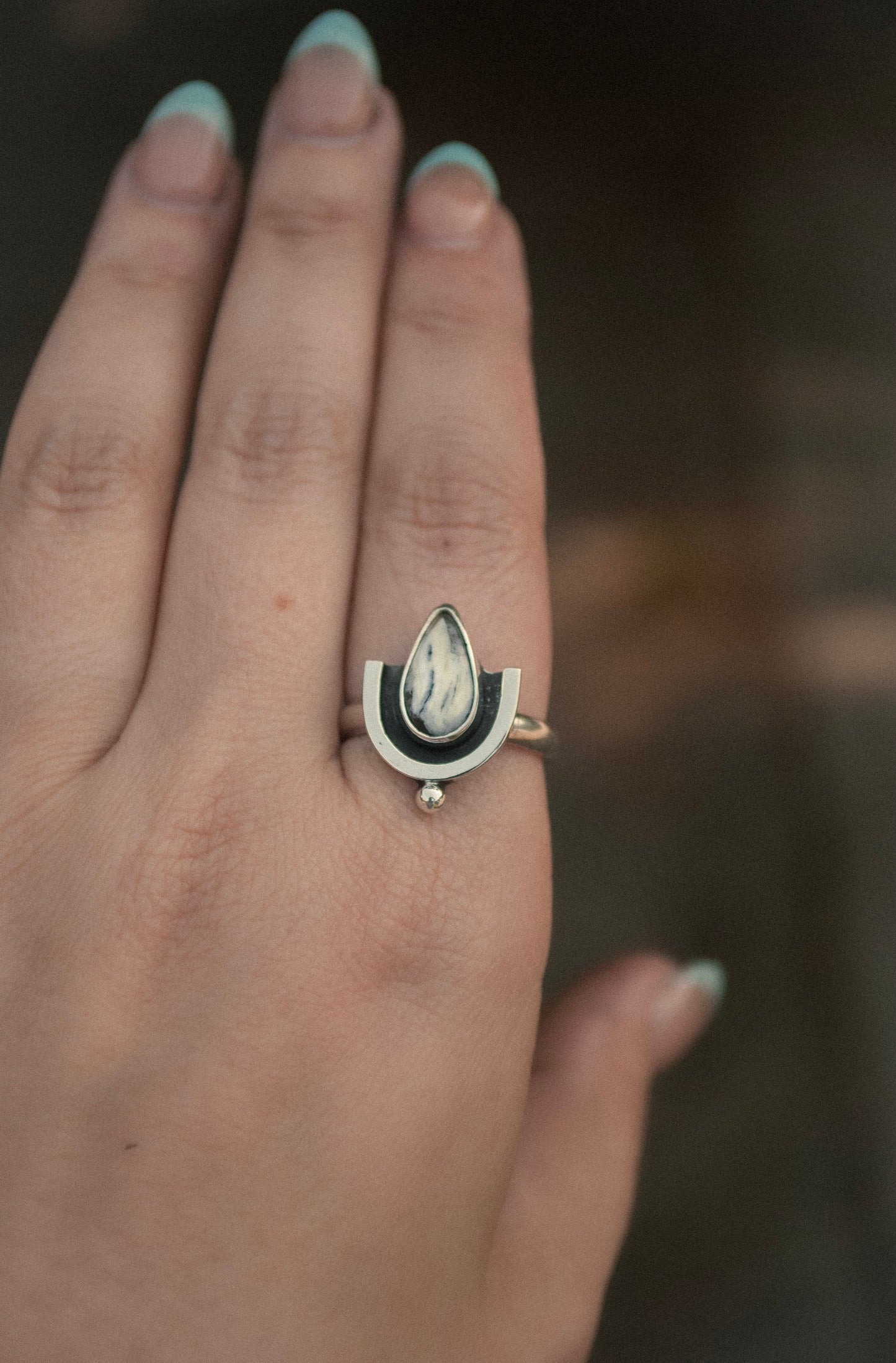 Deco Ring - White Buffalo Size 8