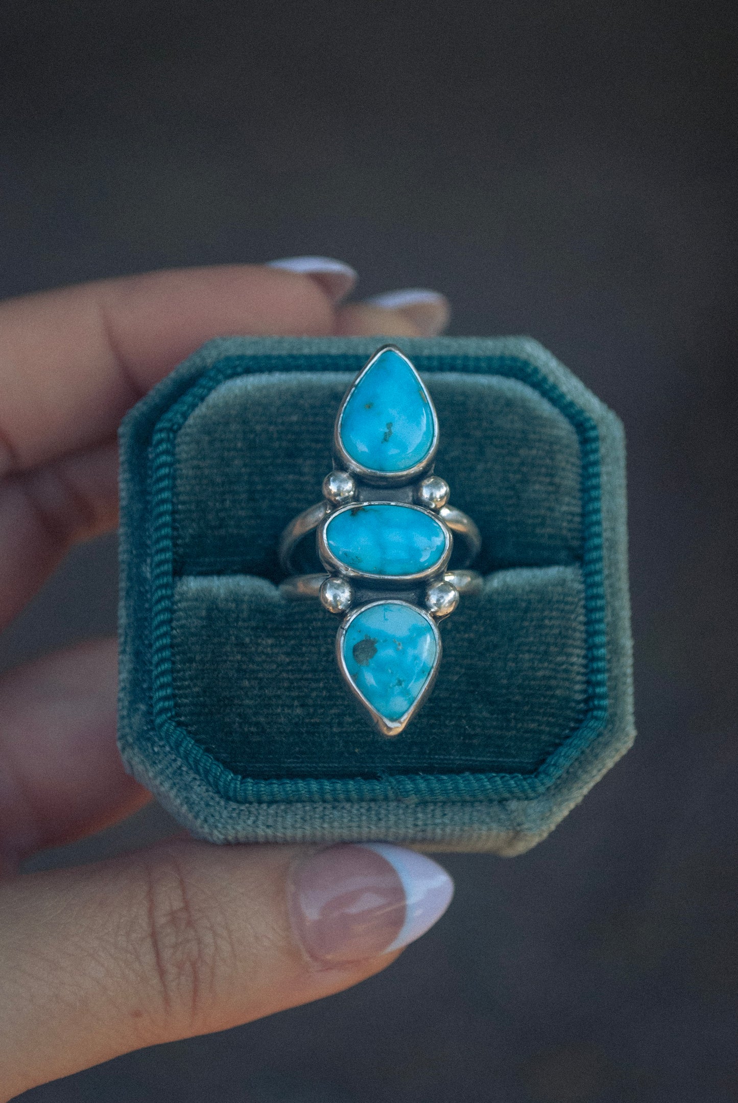Blue Ridge Turquoise Triple Stone Ring (Size 7)