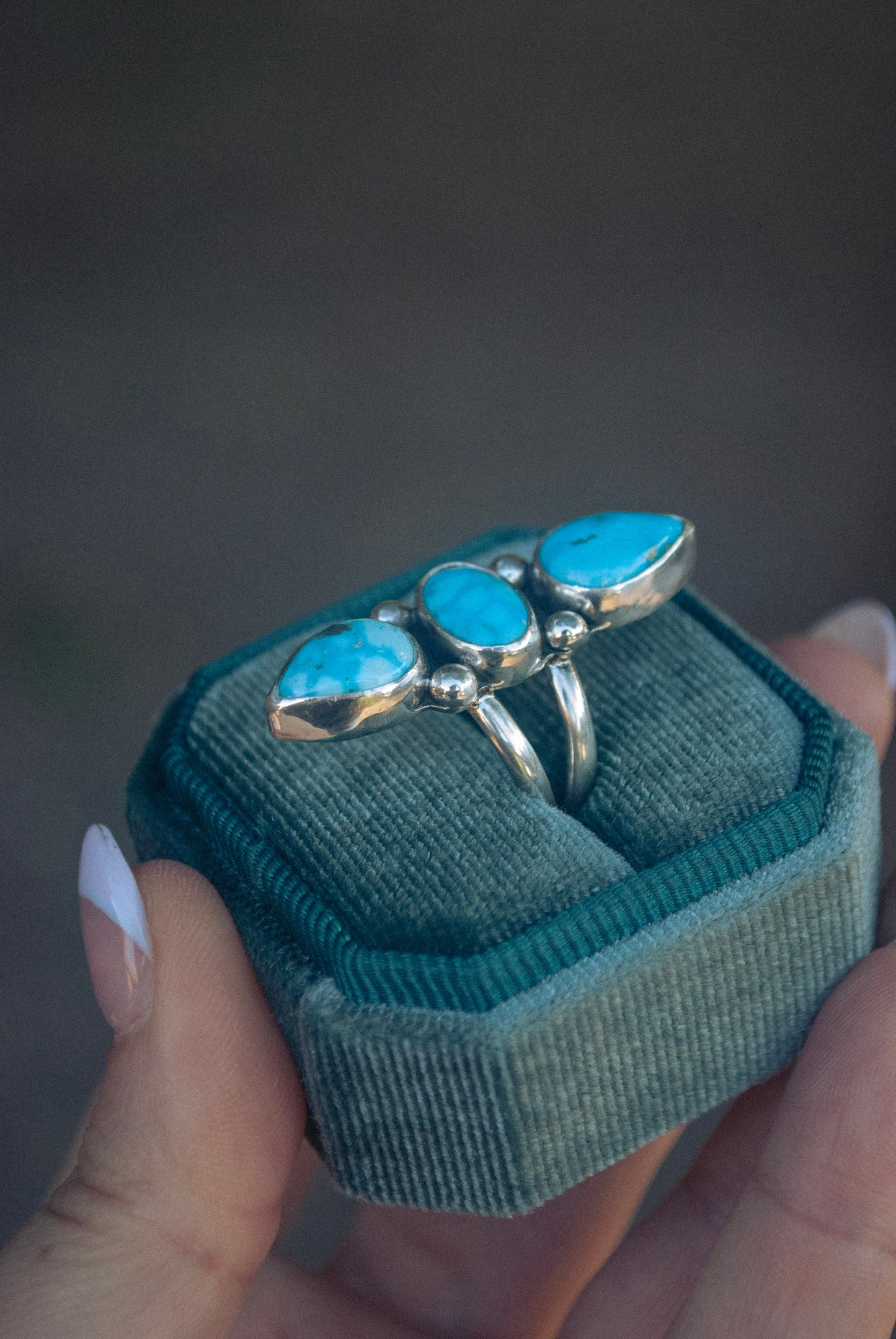 Blue Ridge Turquoise Triple Stone Ring (Size 7)