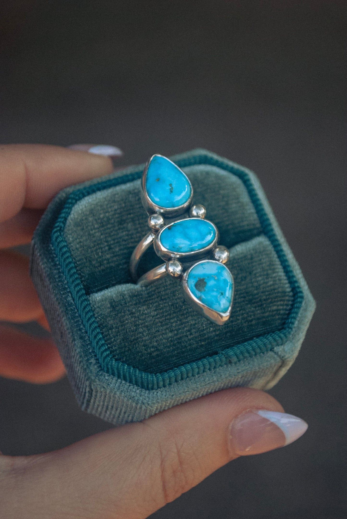 Blue Ridge Turquoise Triple Stone Ring (Size 7)