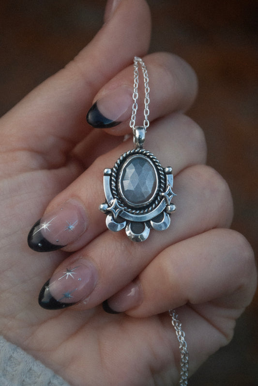 Gray Moonstone Sparkle Necklace