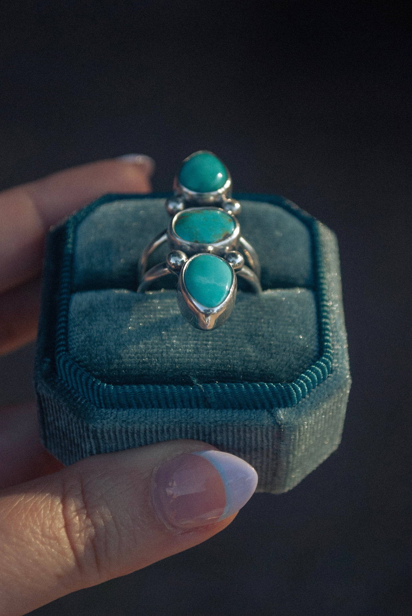 Royston Turquoise Triple Stone Ring (Size 7.5)