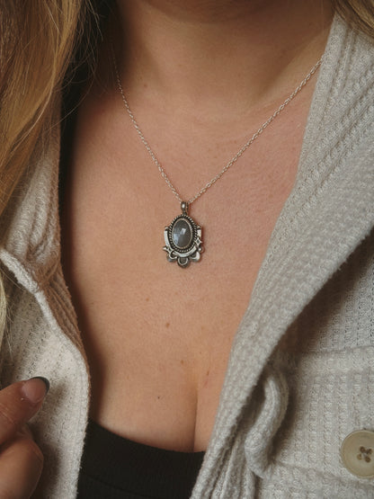 Gray Moonstone Sparkle Necklace