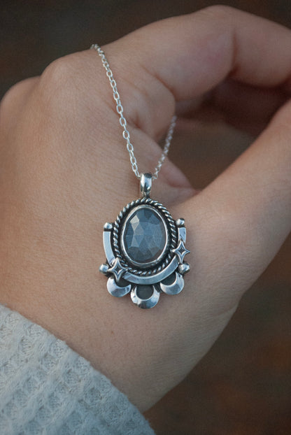 Gray Moonstone Sparkle Necklace