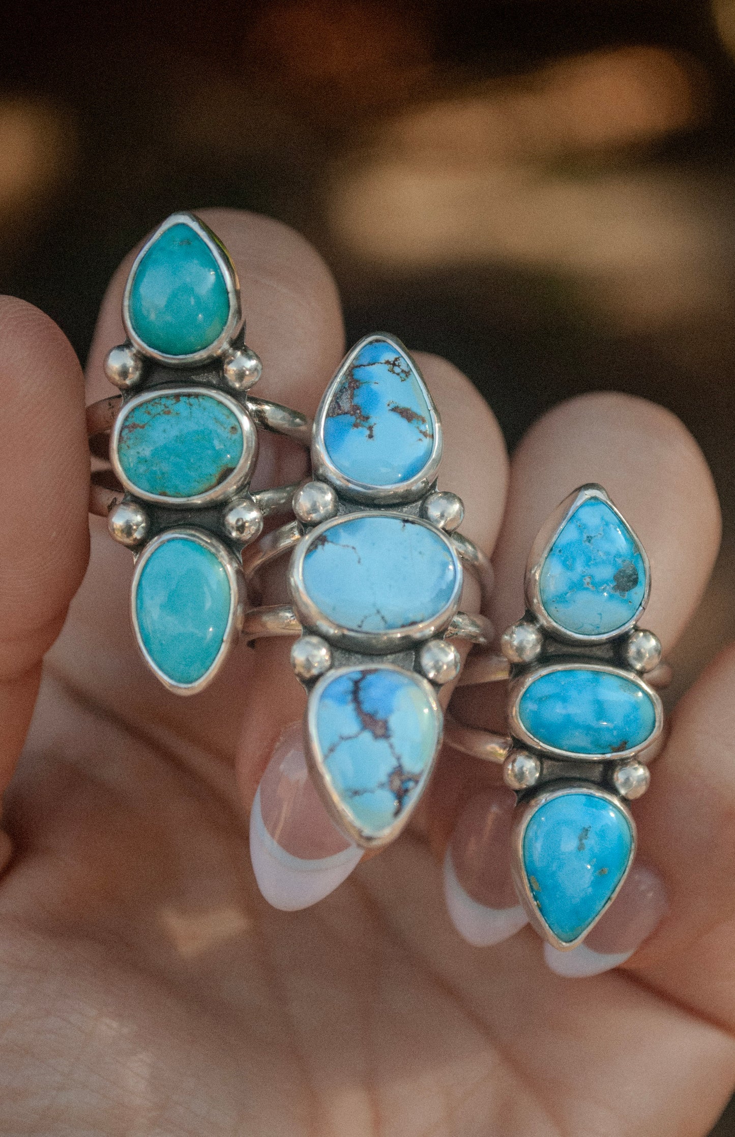 Royston Turquoise Triple Stone Ring (Size 7.5)