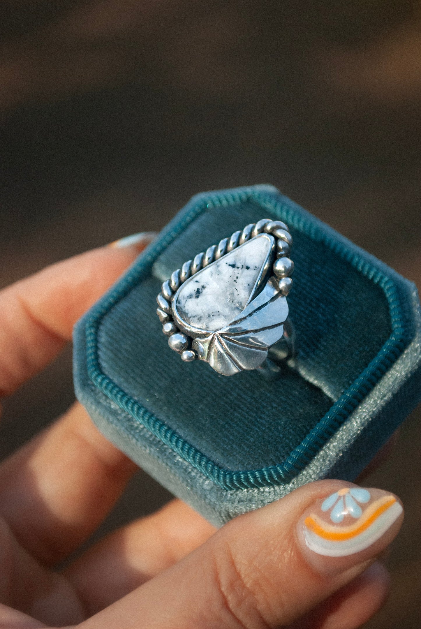 White Buffalo Plume Ring - Size 8