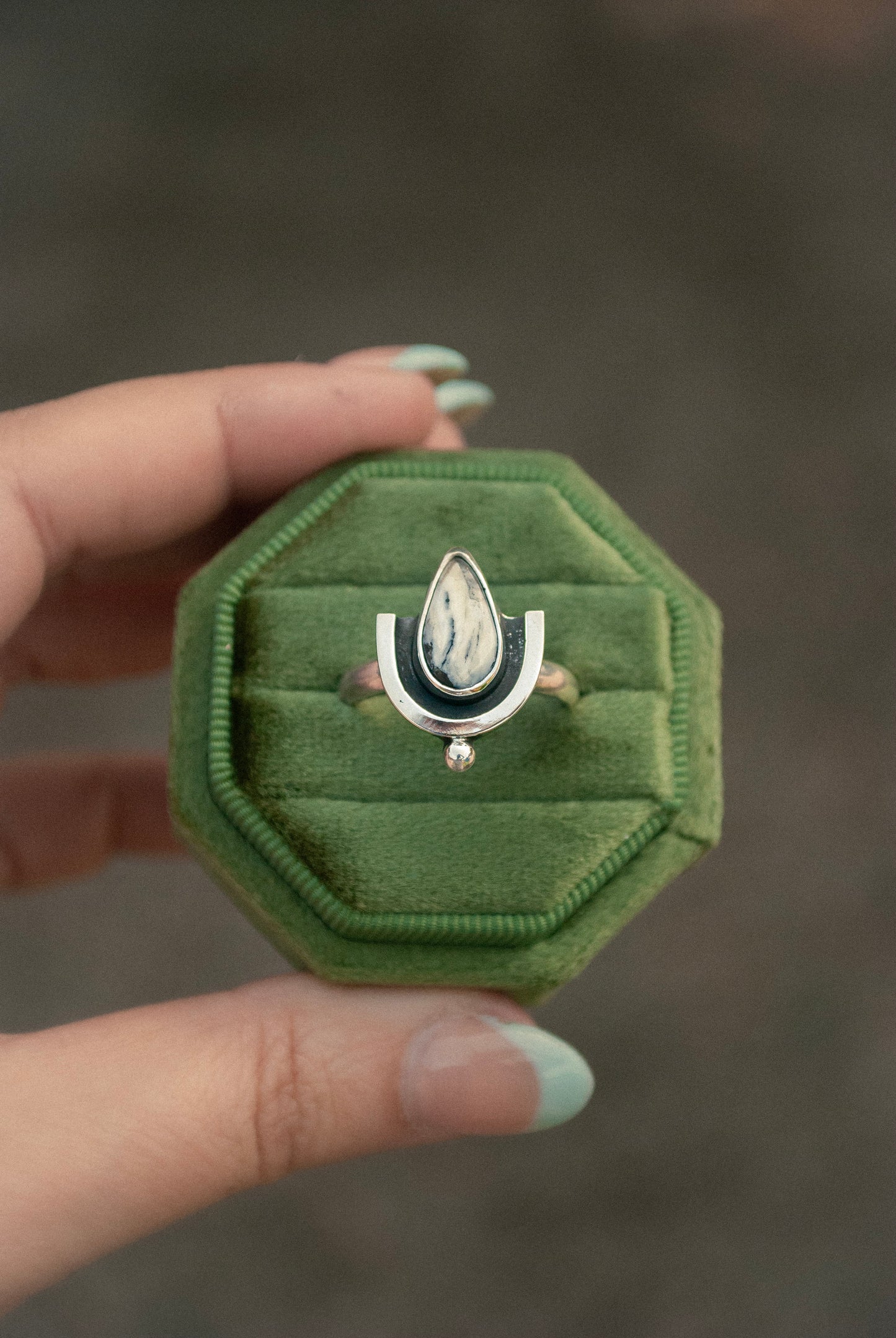 Deco Ring - White Buffalo Size 8