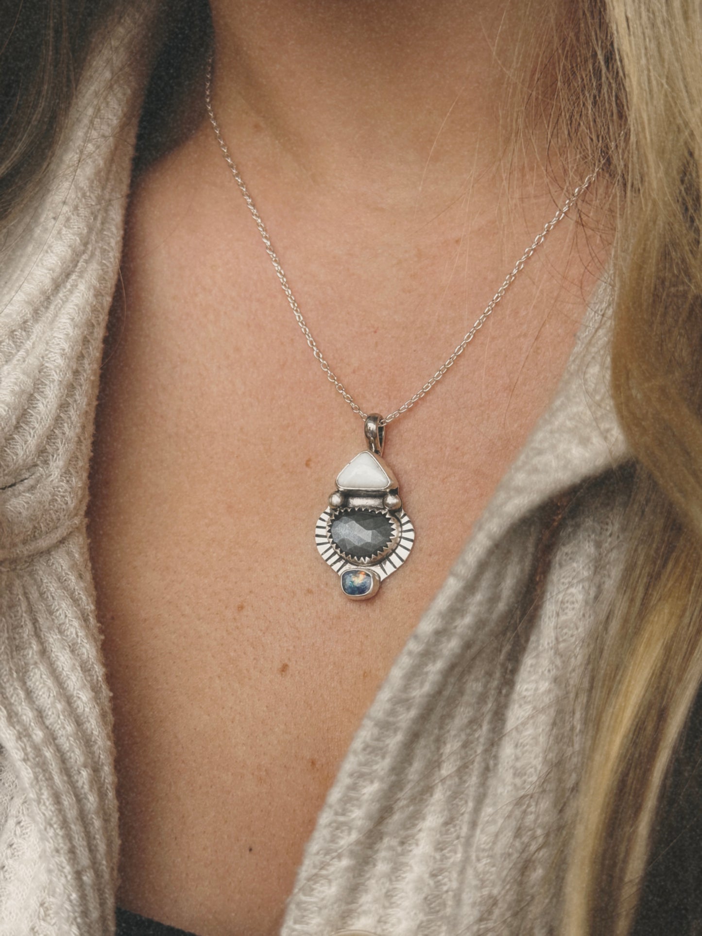 White Buffalo & Moonstone Necklace