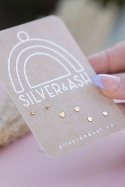 Gold Heart Stud Set