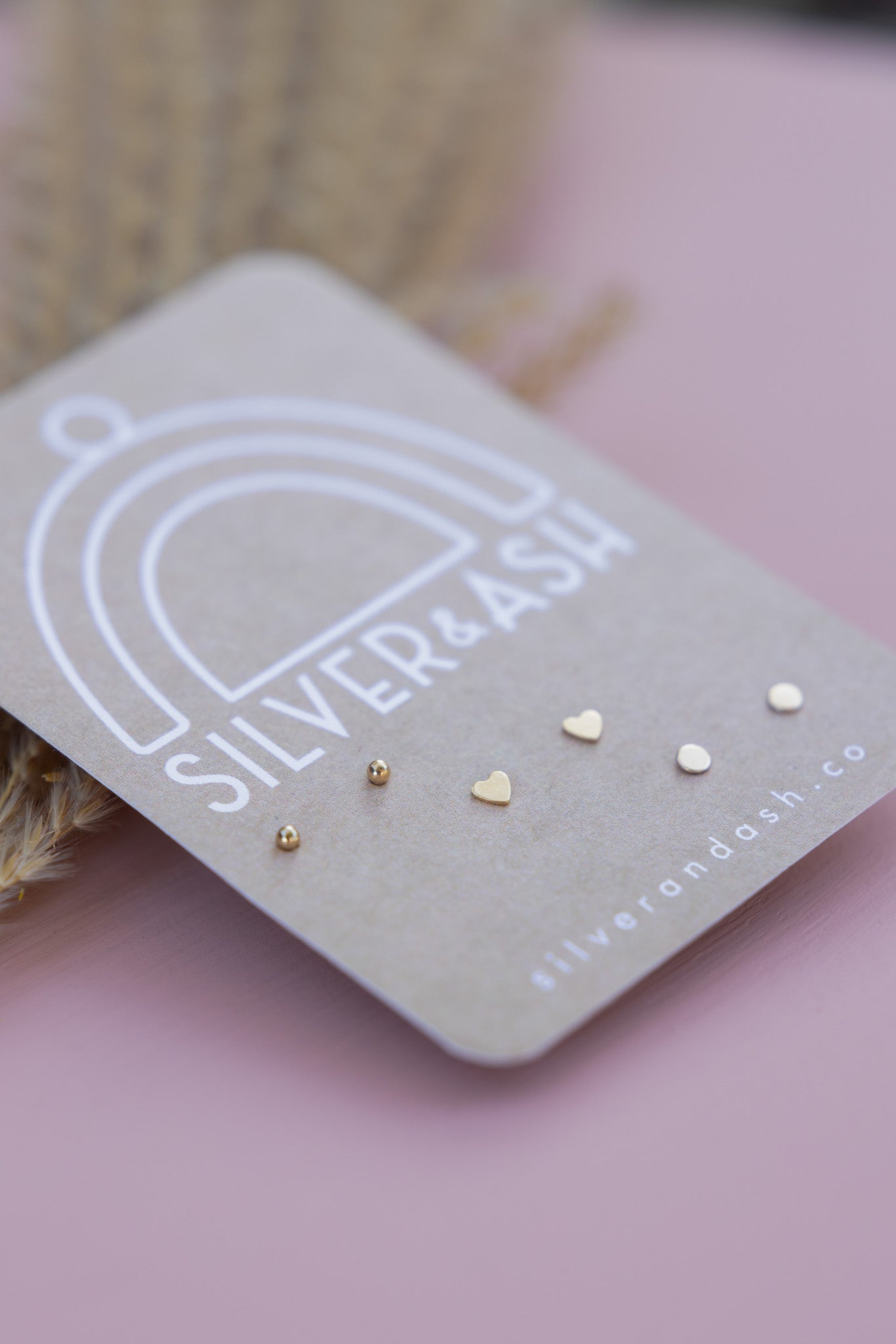 Gold Heart Stud Set