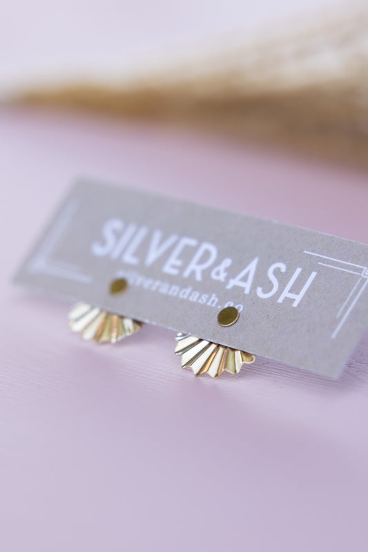 Minimalist Gold Deco Fan Studs