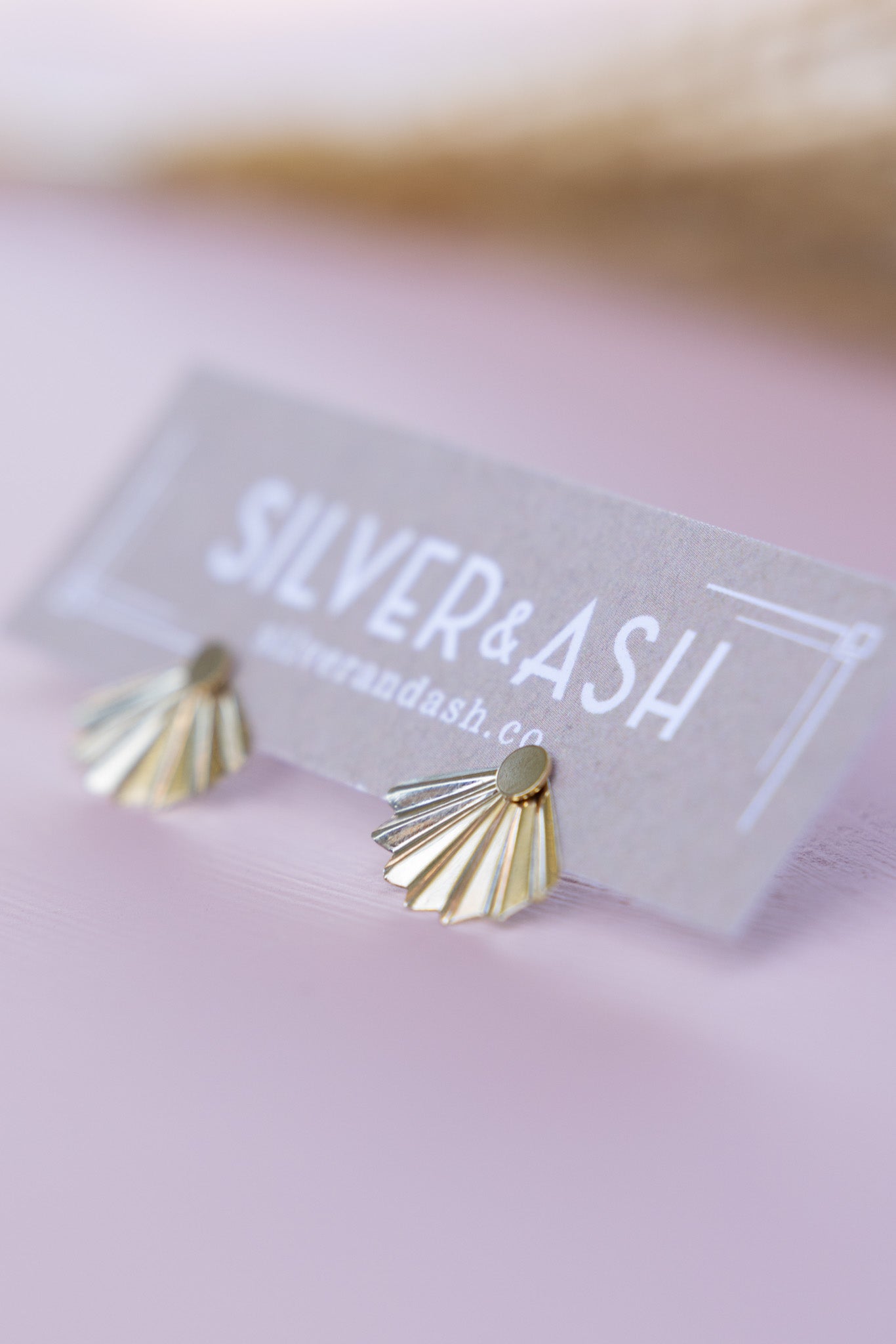 Minimalist Gold Deco Fan Studs