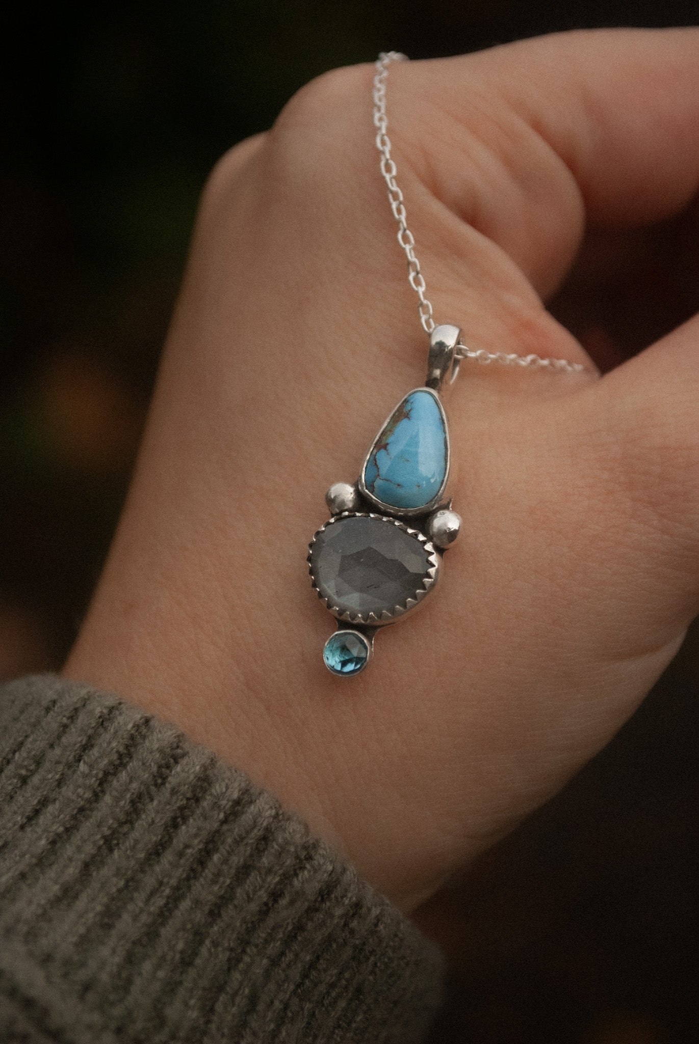 Golden Hills & Gray Moonstone Necklace