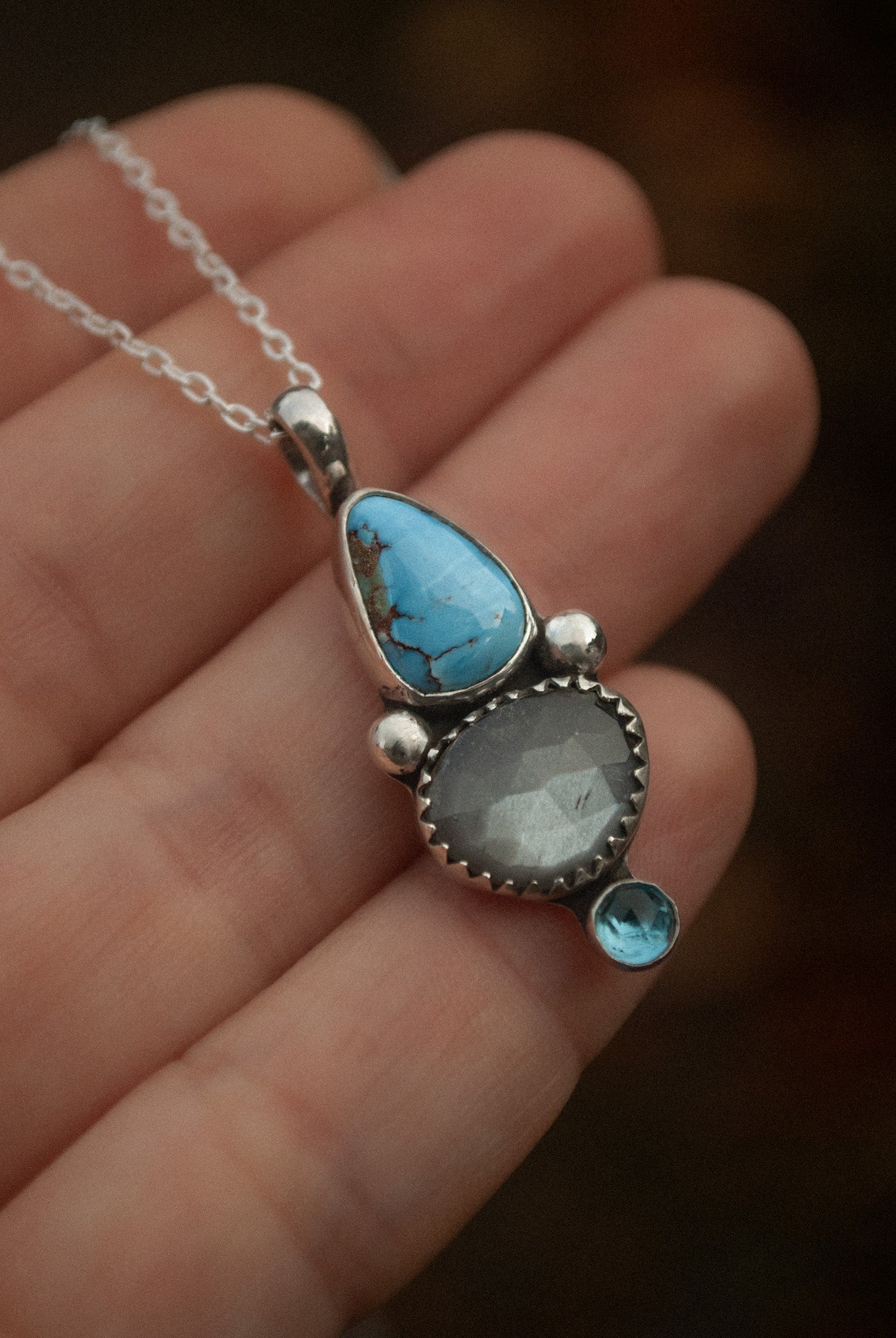 Golden Hills & Gray Moonstone Necklace