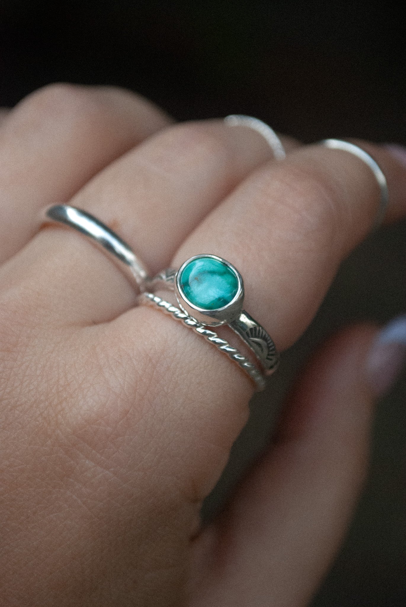 Stamped Turquoise Ring
