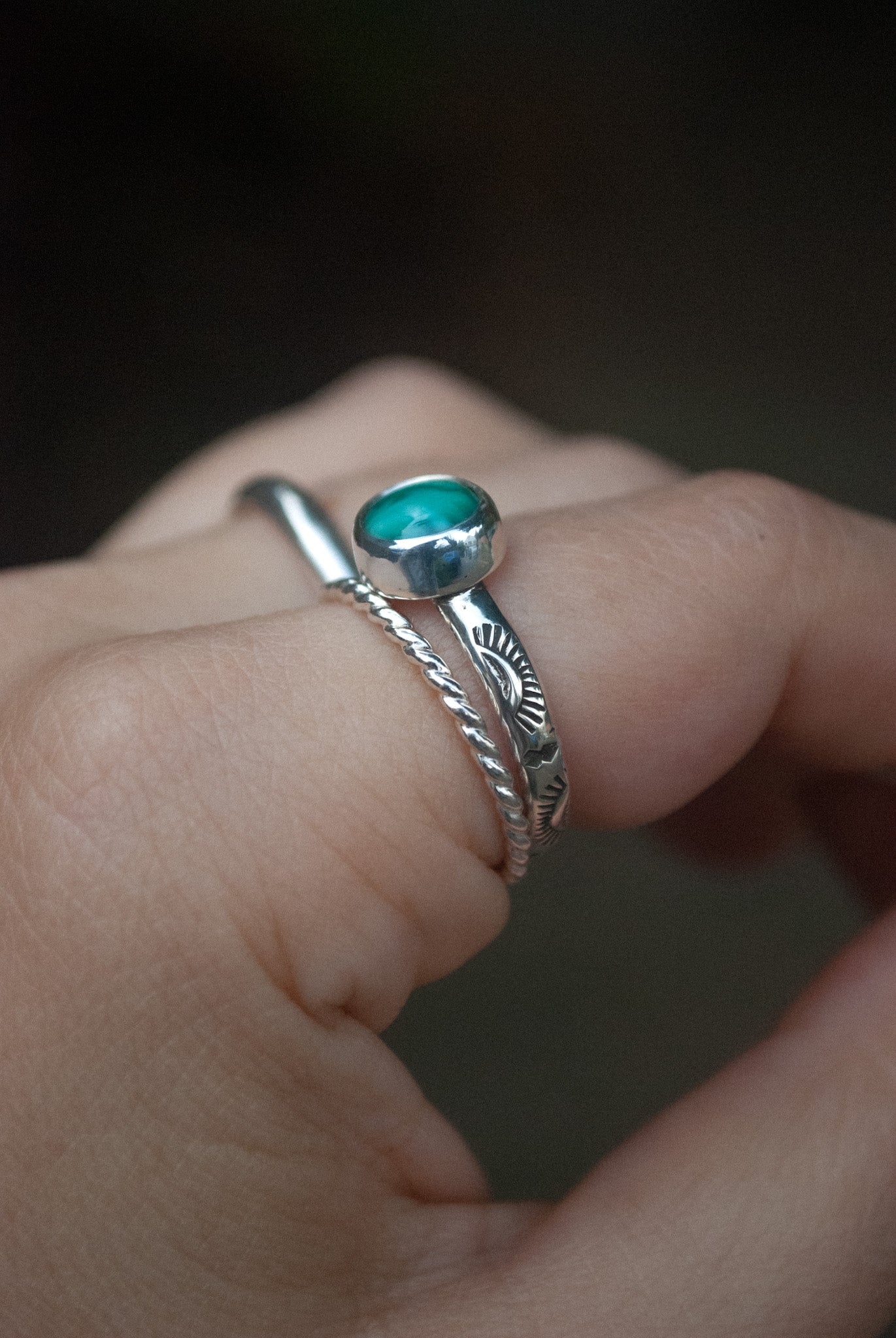 Stamped Turquoise Ring