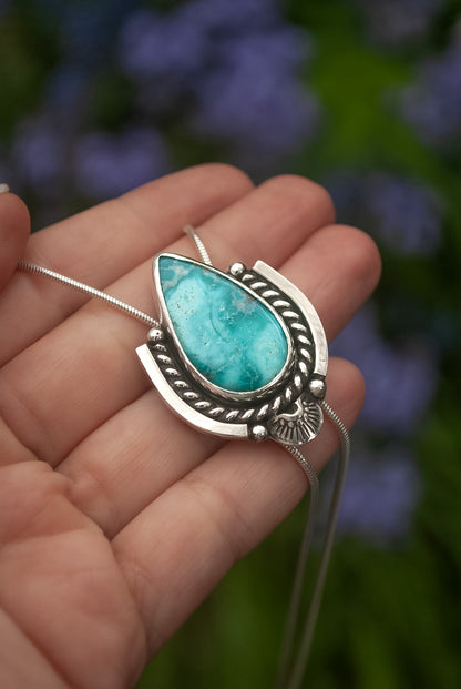 White Water Turquoise Silver Bolo