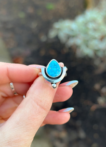 Blue Bird Turquoise Deco Ring - Size 6.5