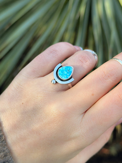 Blue Bird Turquoise Deco Ring - Size 6.5