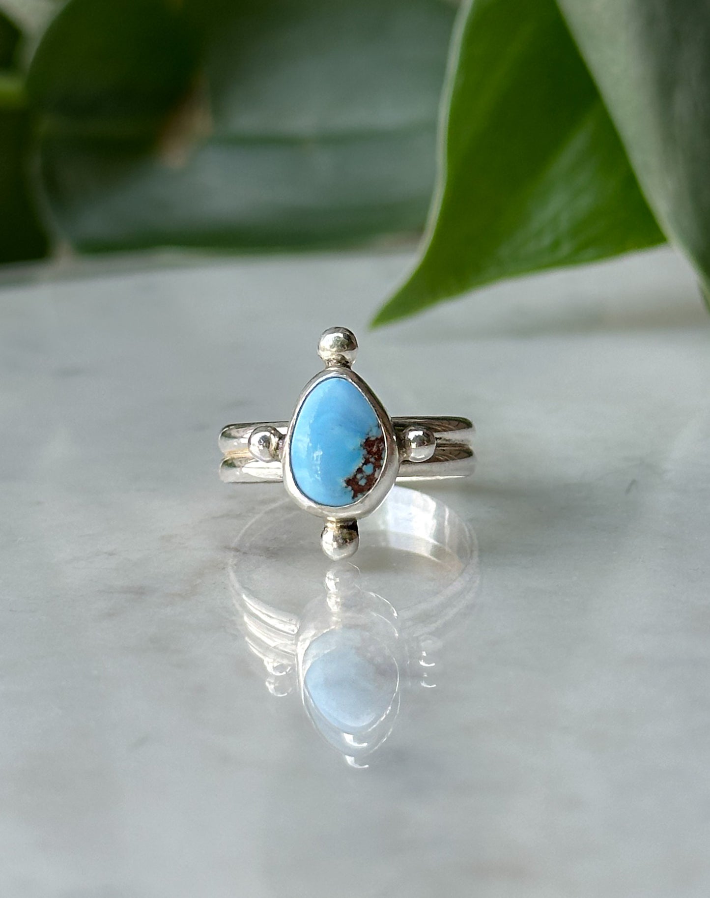 Turquoise Compass Ring - Size 7.5