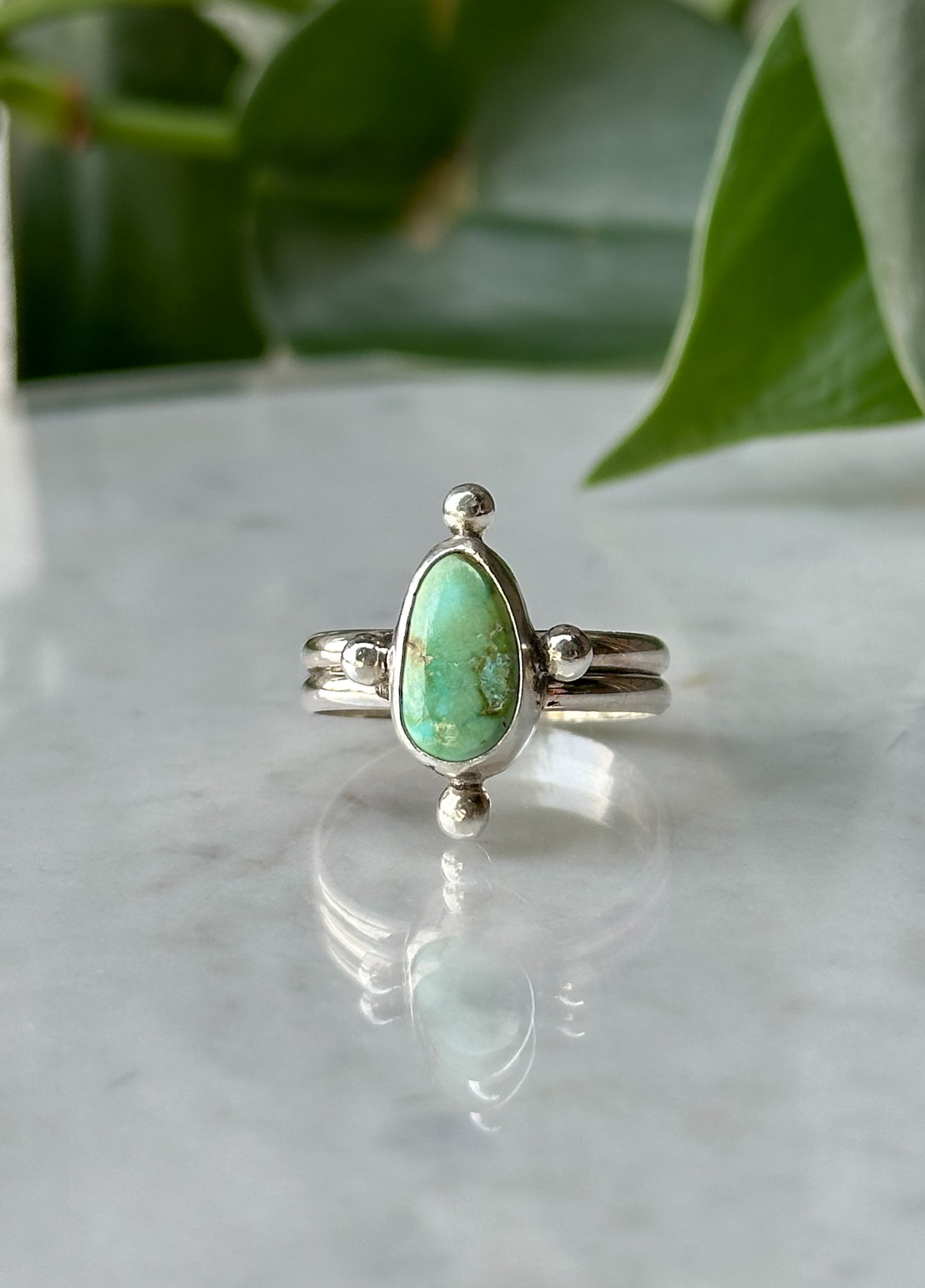 Turquoise Compass Ring - Size 8.5