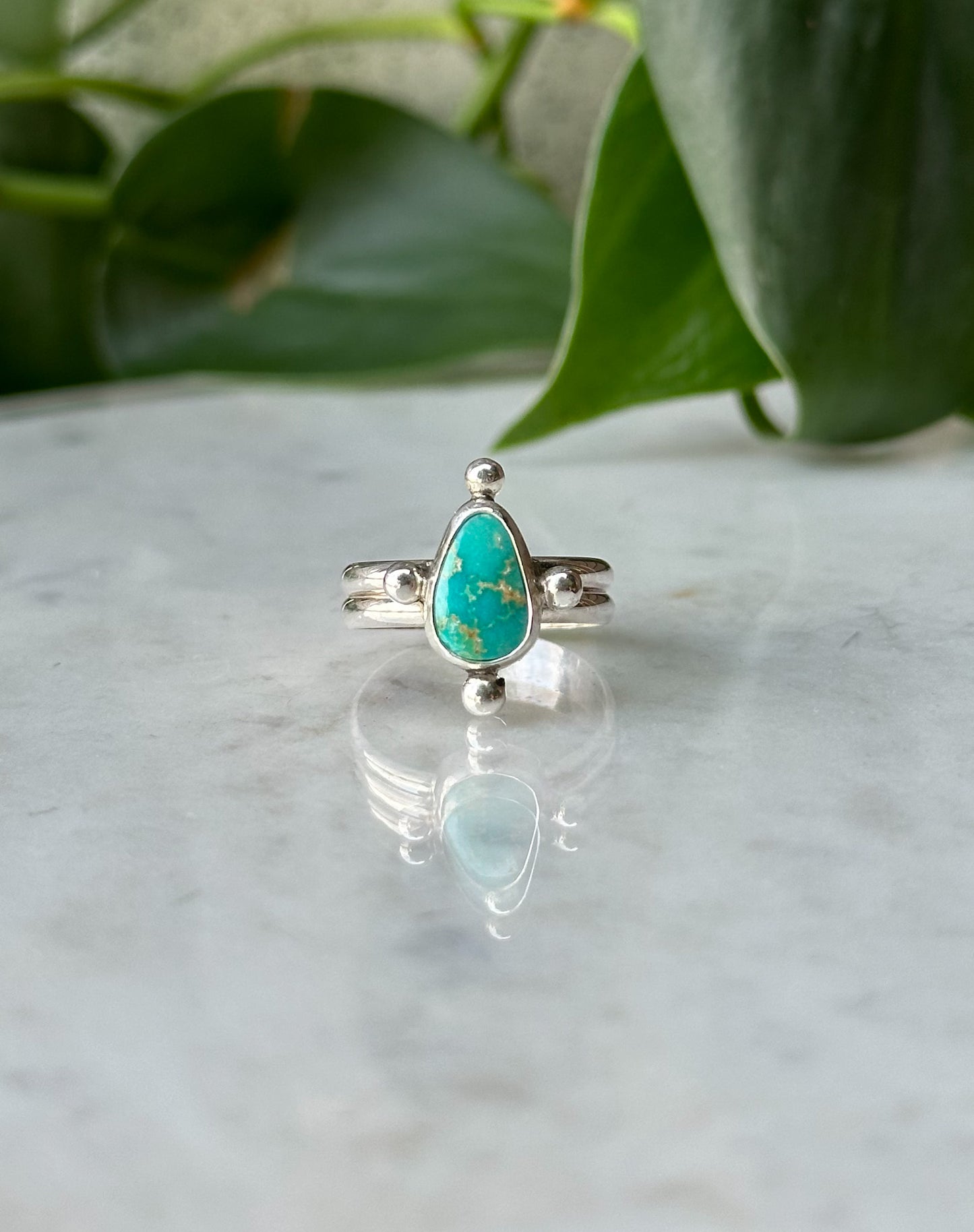 Turquoise Compass Ring - Size 6.5