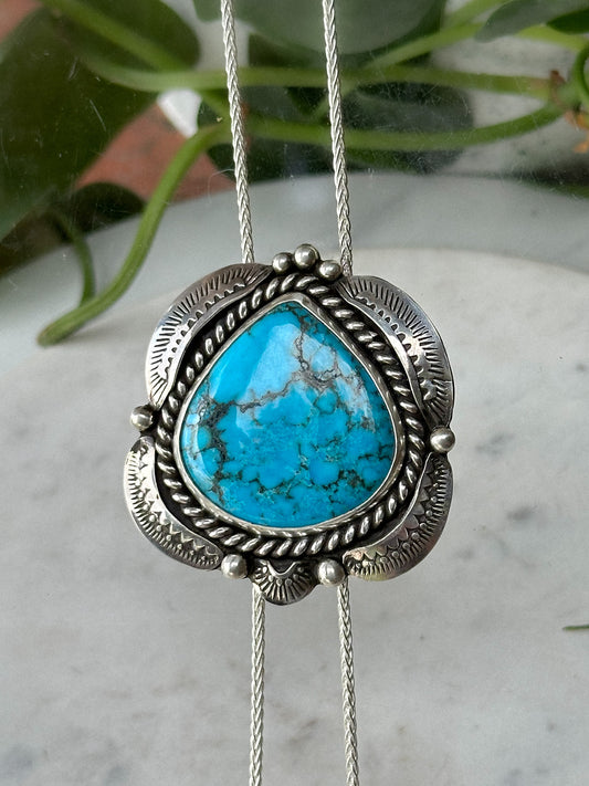 Blue Howlite Silver Bolo