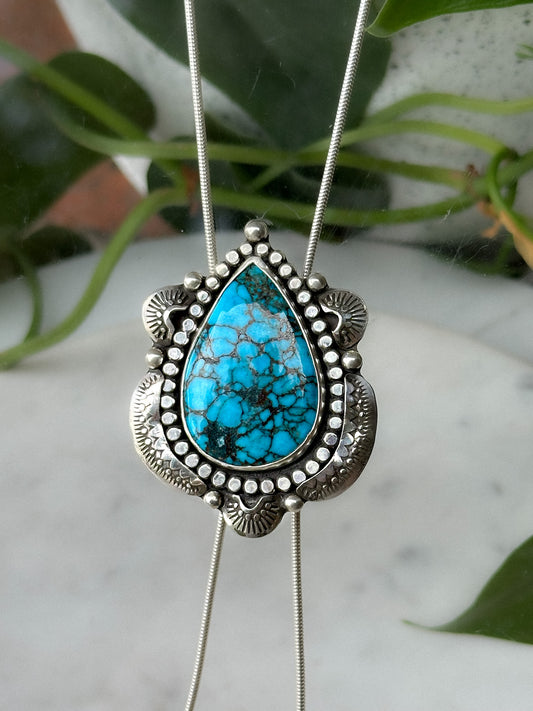 Blue Howlite Silver Bolo