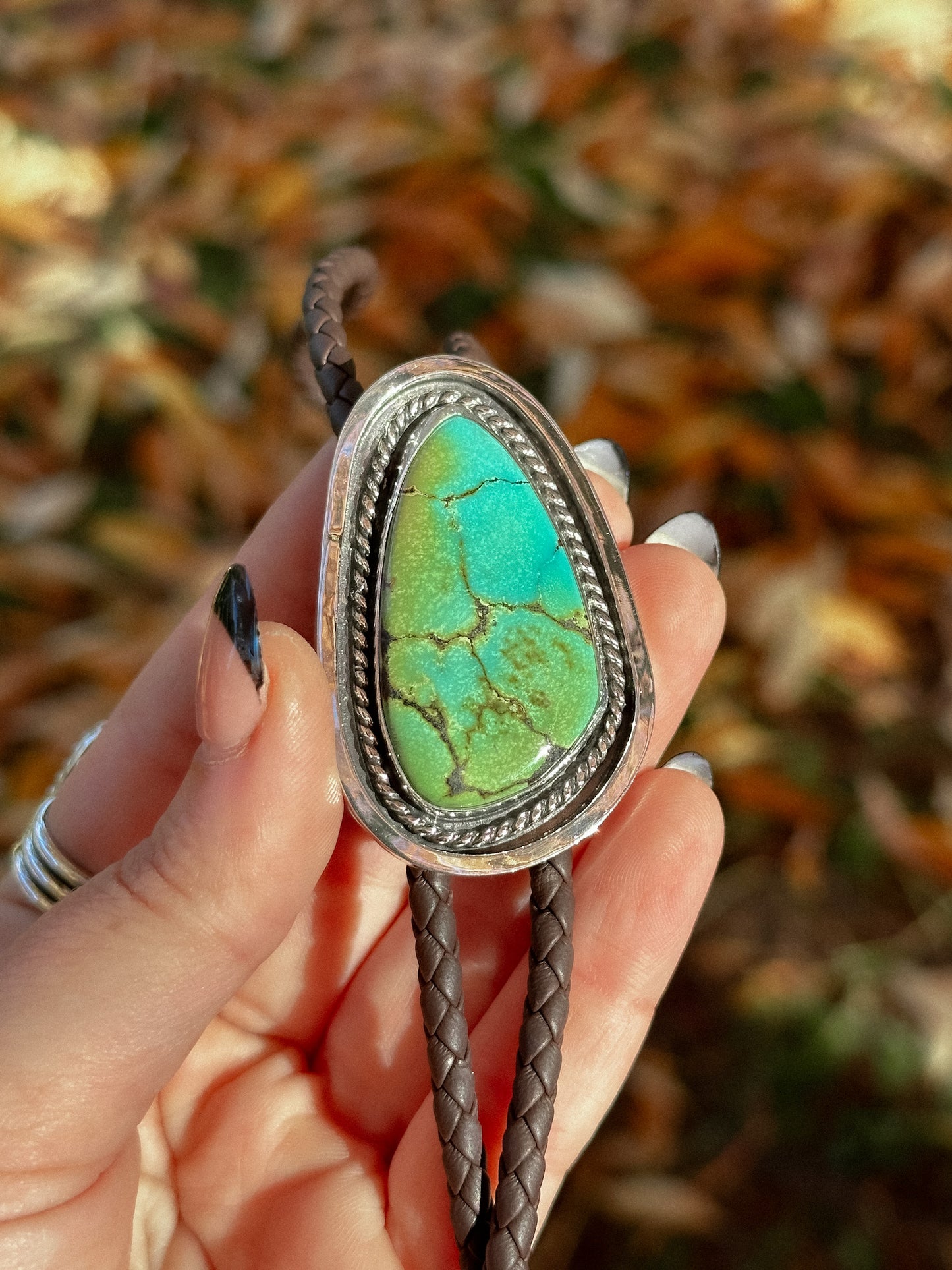 Turquoise & Leather Bolo