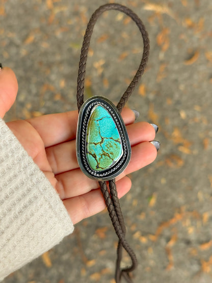 Turquoise & Leather Bolo