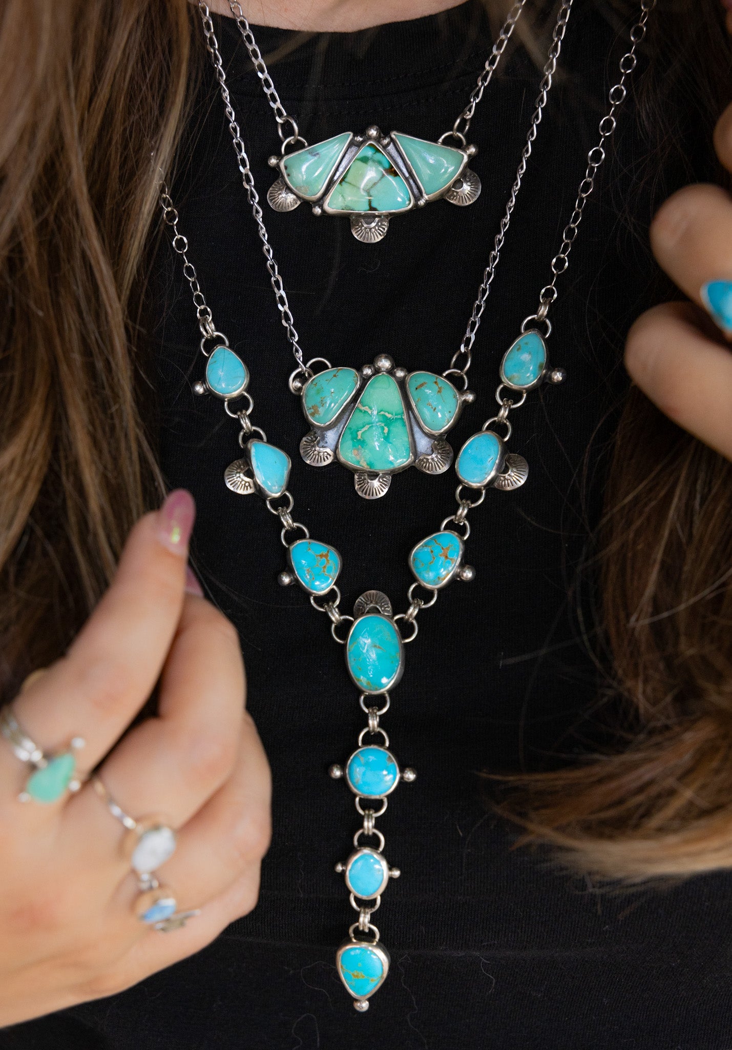 Triple Stone Statement Necklace